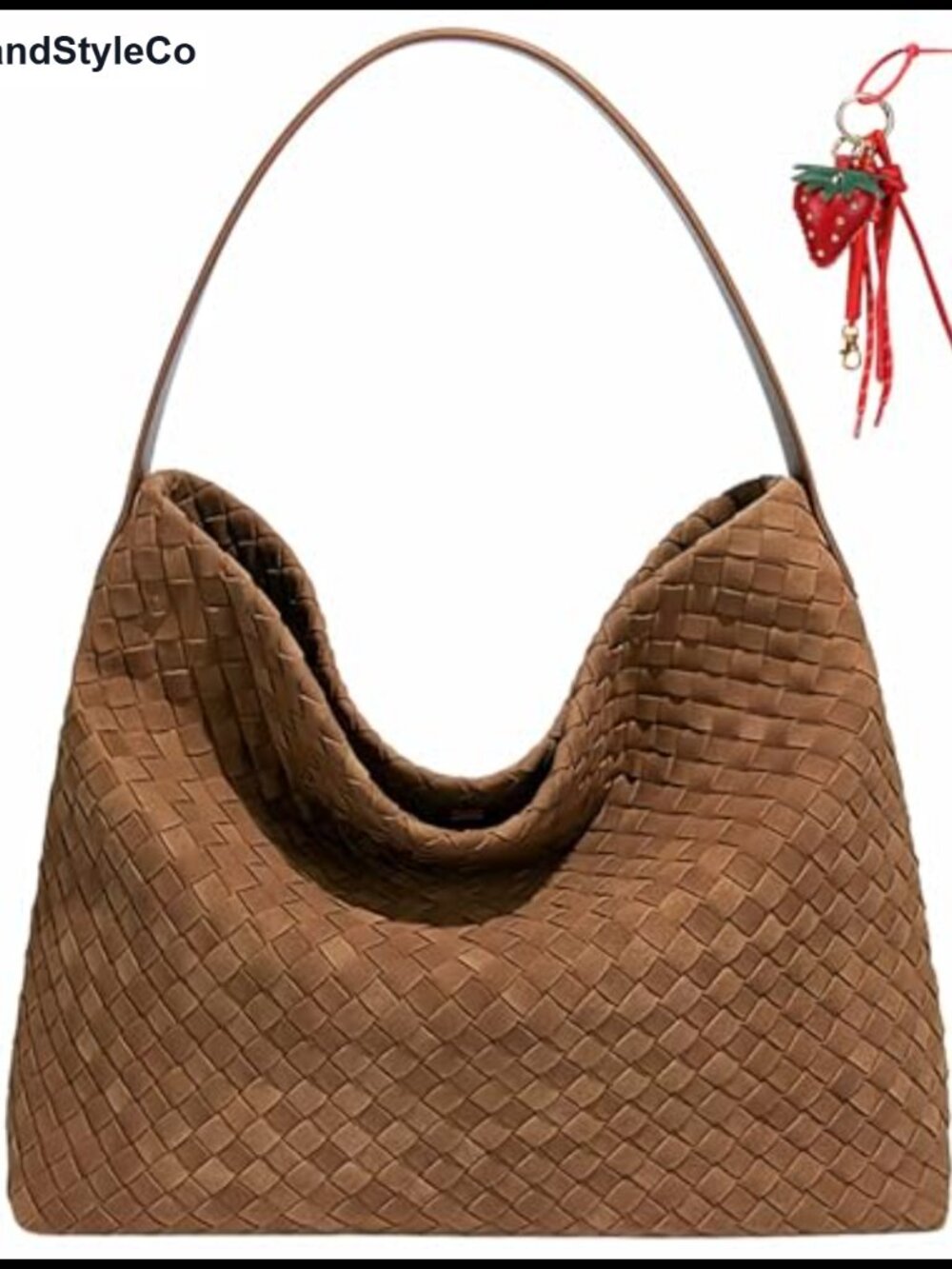Woven Suede Shoulder Bag Hobo Tote Handbag Women Travel Purse